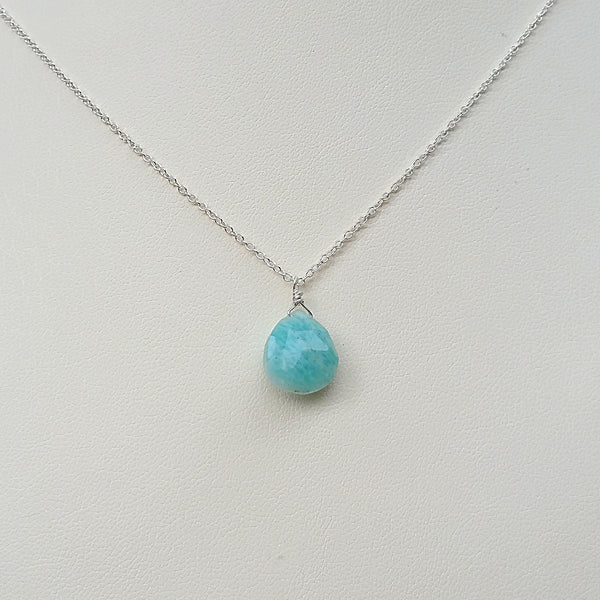 Amazonite Drop Pendant Necklace- Rubarb Jewelry