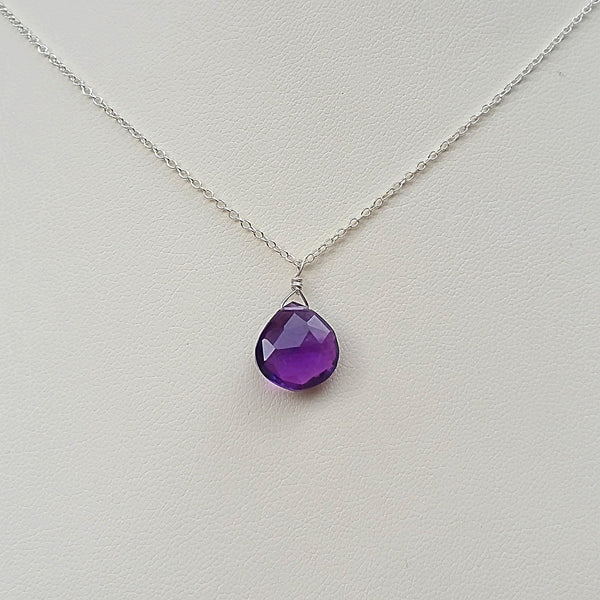 Purple Quartz Drop Pendant Necklace - Rubarb Jewelry