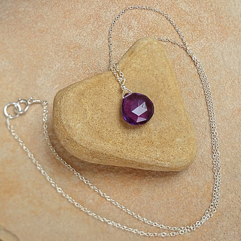 Purple Quartz Drop Pendant Necklace - Rubarb Jewelry