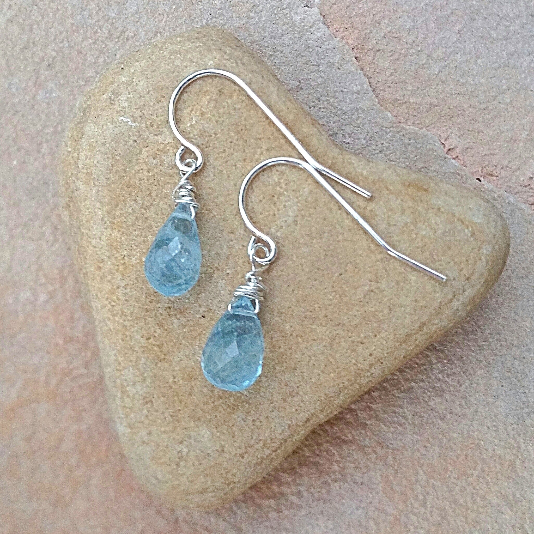 Aquamarine Drop Earrings - Rubarb Jewelry