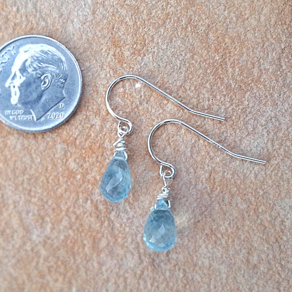 Aquamarine Drop Earrings - Rubarb Jewelry