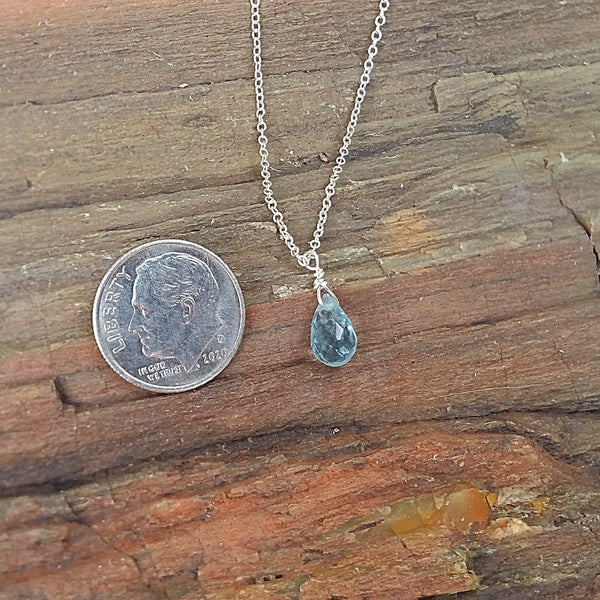 Aquamarine Drop Pendant Necklace - Rubarb Jewelry