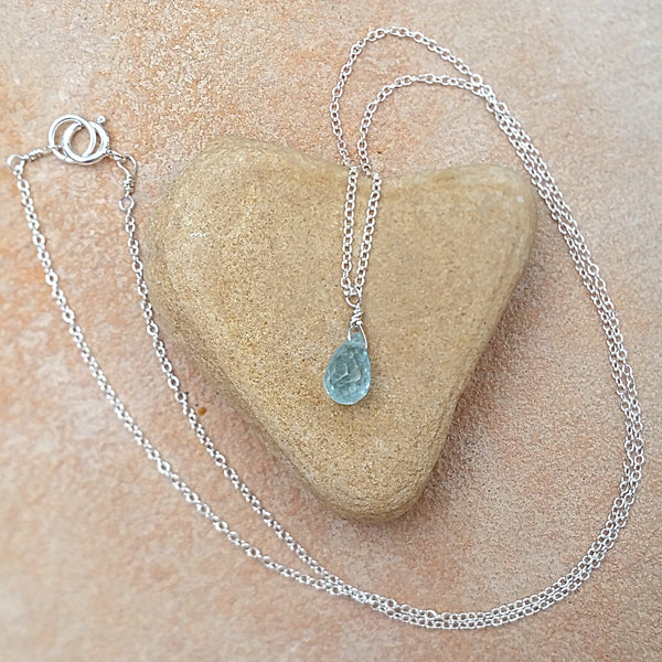 Aquamarine Drop Pendant Necklace - Rubarb Jewelry