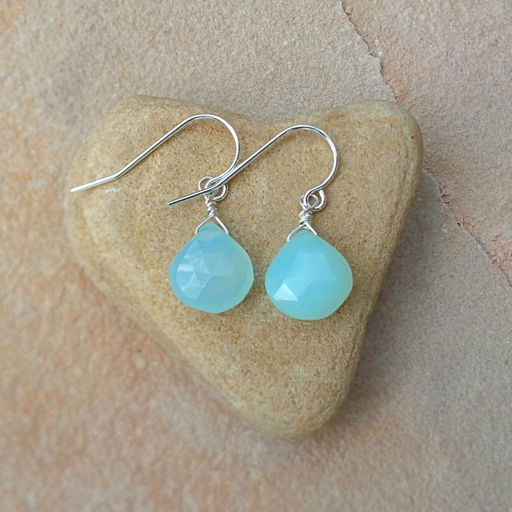 Chalcedony Drop Earrings - Rubarb Jewelry