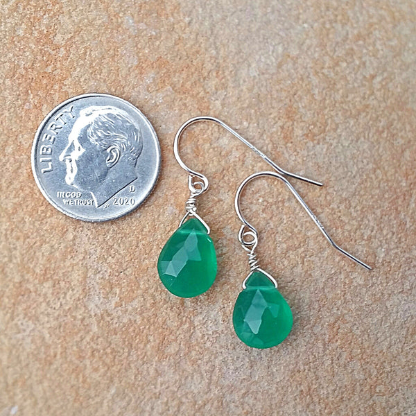 Green Chalcedony Drop Earrings - Rubarb Jewelry