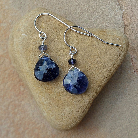 Iolite Drop Earrings - Rubarb Jewelry