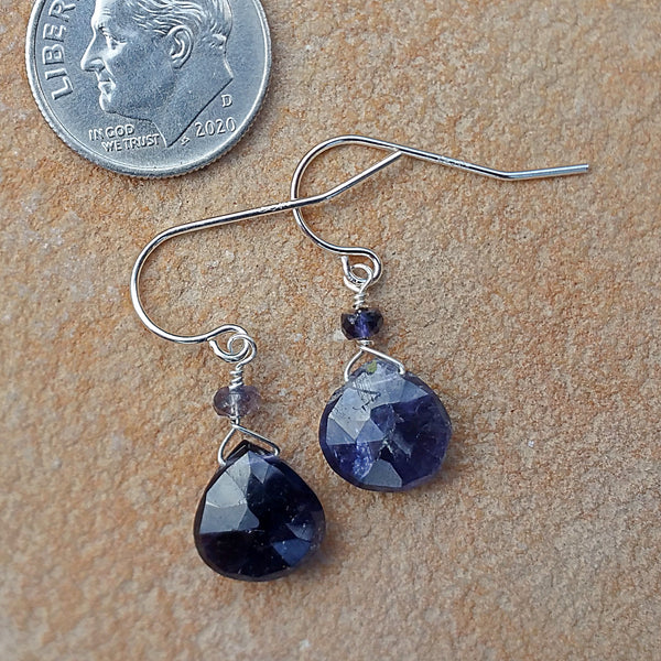 Iolite Drop Earrings - Rubarb Jewelry