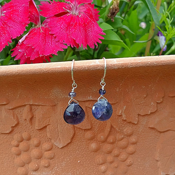 Iolite Drop Earrings - Rubarb Jewelry