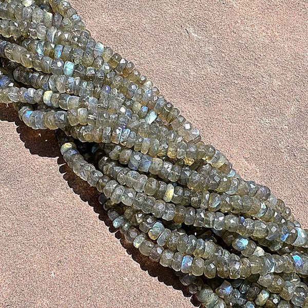 Labradorite Faceted Rondelle Beads - 7mm