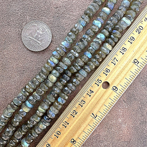 Labradorite Faceted Rondelle Beads - 7mm