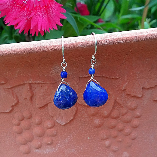 Lapis Drop Earrings - Rubarb Jewelry