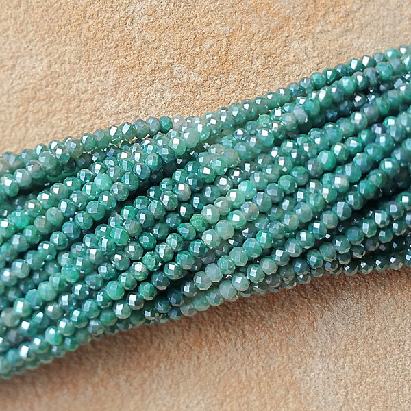 Moonstone Ombre Green Faceted Rondelle 3mm Beads