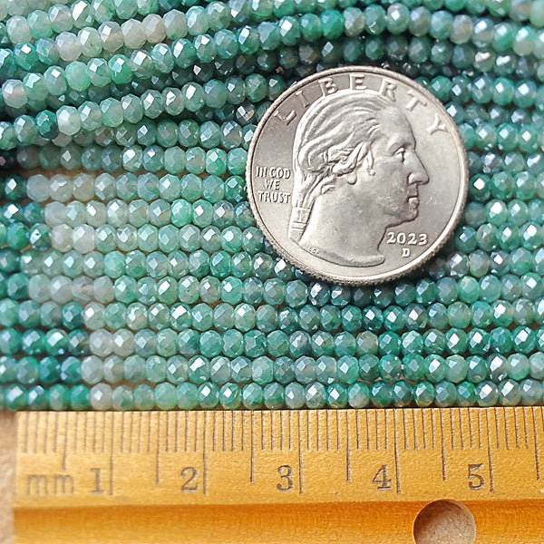 Moonstone Ombre Green Faceted Rondelle 3mm Beads