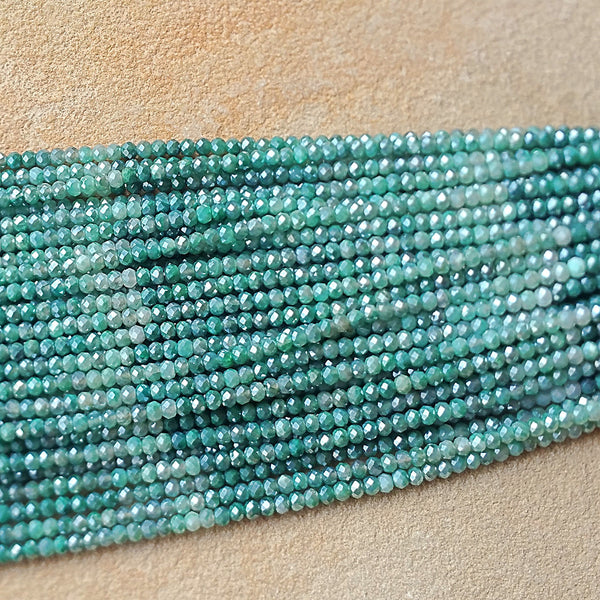 Moonstone Ombre Green Faceted Rondelle 3mm Beads