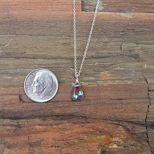 Mystic Quartz Drop Pendant Necklace - Rubarb Jewelry