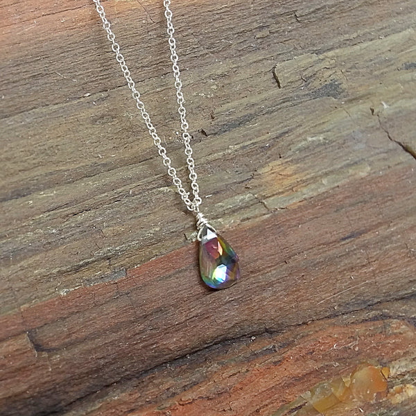 Mystic Quartz Drop Pendant Necklace - Rubarb Jewelry