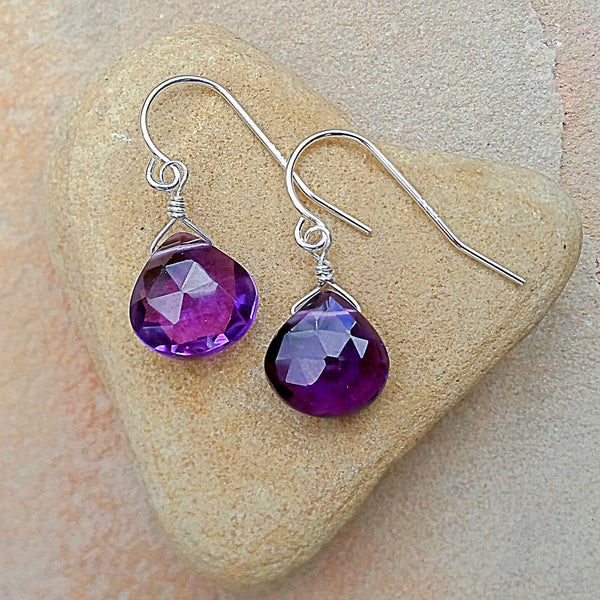 Purple Quartz Drop Earrings - Rubarb Jewelry