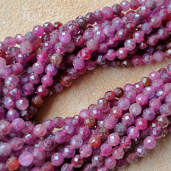 Ruby Faceted Round Beads - 5mm