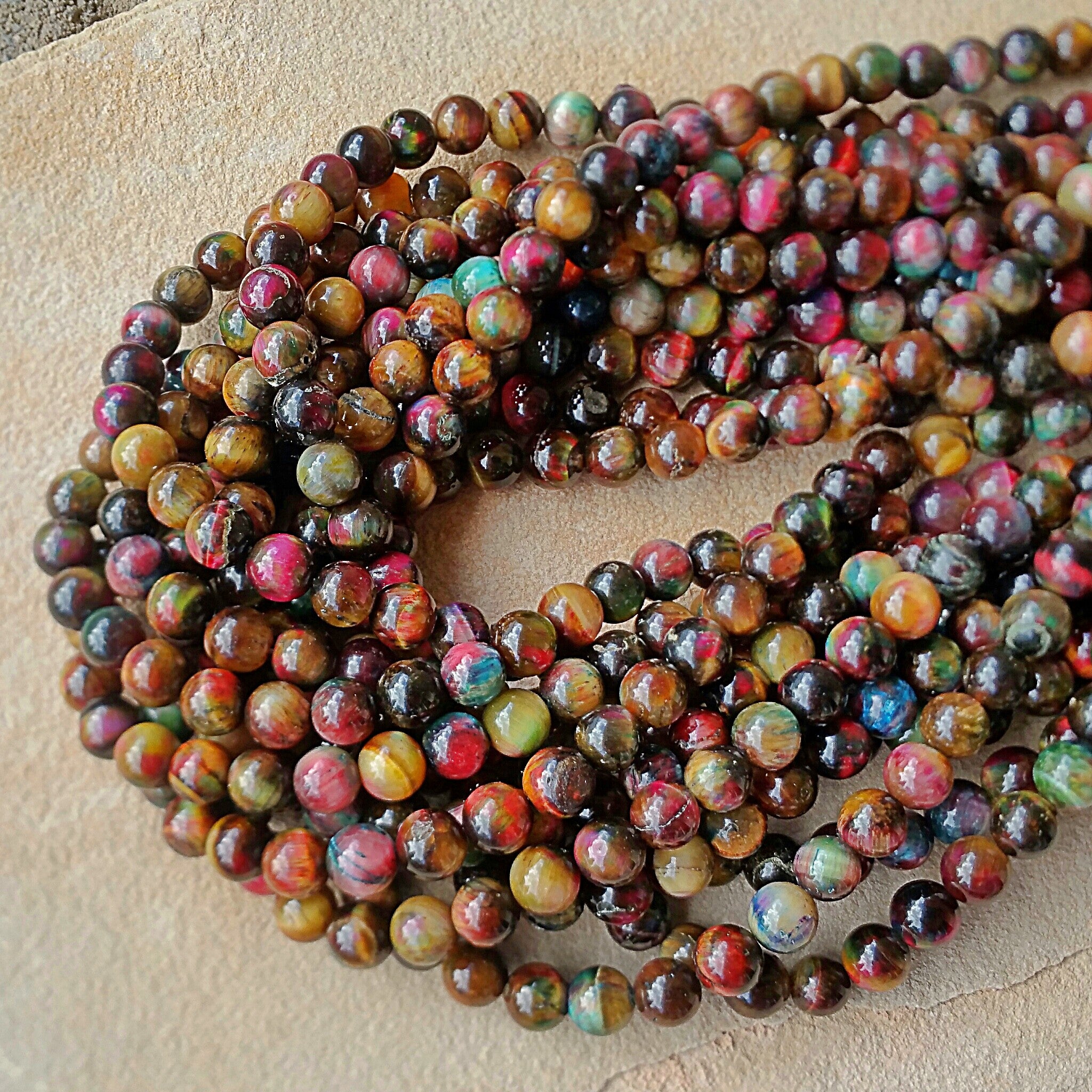 Tiger Eye M&Ms Round Beads - 8mm