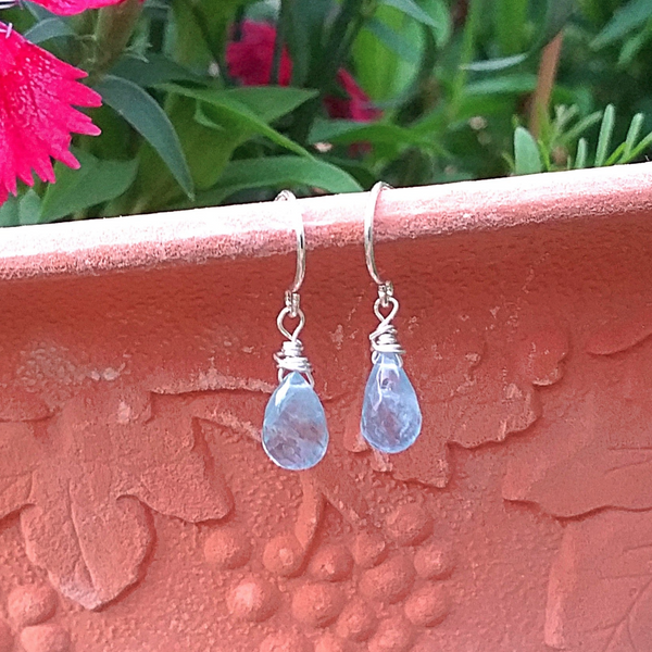 Aquamarine Drop Earrings - Rubarb Jewelry